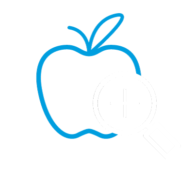 Apple with Magnifying Glass Icon