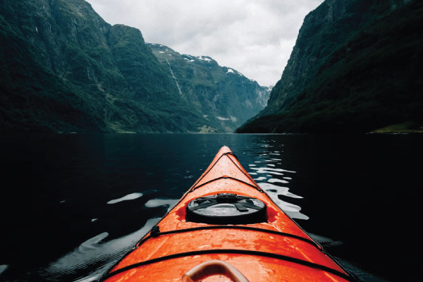 Kayaking in a valley