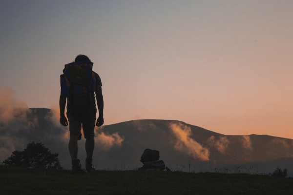 Man Hiking in the Evening