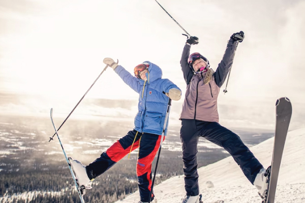 Two People on Ski Hill